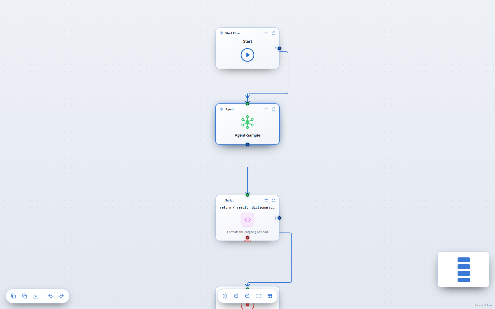 The flow canvas in light mode